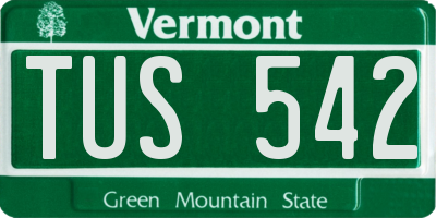 VT license plate TUS542