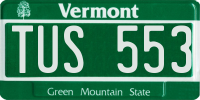 VT license plate TUS553