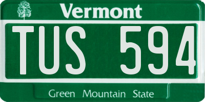 VT license plate TUS594