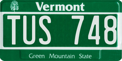 VT license plate TUS748
