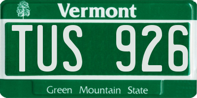 VT license plate TUS926
