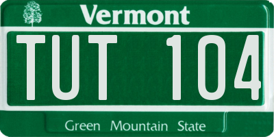 VT license plate TUT104