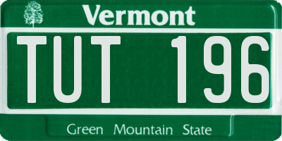 VT license plate TUT196