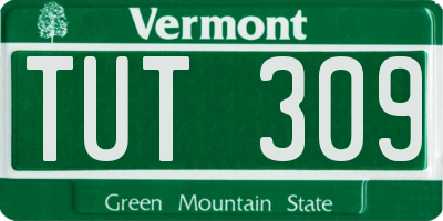 VT license plate TUT309