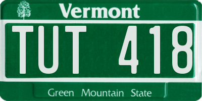 VT license plate TUT418