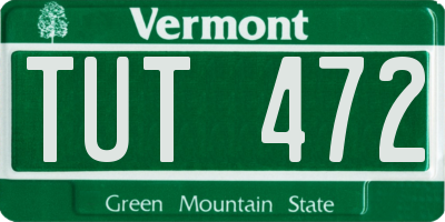VT license plate TUT472