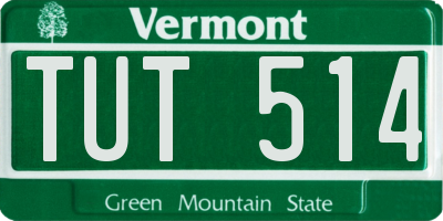 VT license plate TUT514