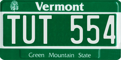 VT license plate TUT554