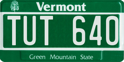 VT license plate TUT640