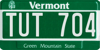 VT license plate TUT704