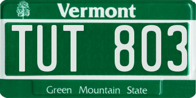 VT license plate TUT803