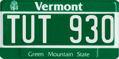 VT license plate TUT930