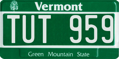 VT license plate TUT959
