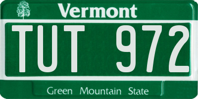 VT license plate TUT972
