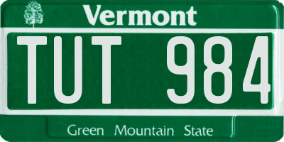 VT license plate TUT984