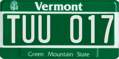 VT license plate TUU017