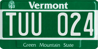 VT license plate TUU024