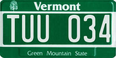 VT license plate TUU034