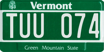 VT license plate TUU074