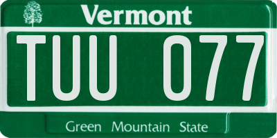 VT license plate TUU077