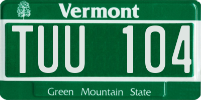 VT license plate TUU104