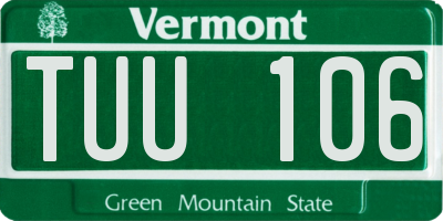 VT license plate TUU106