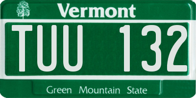 VT license plate TUU132