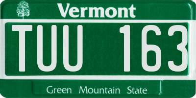 VT license plate TUU163