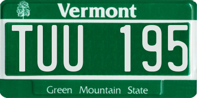 VT license plate TUU195