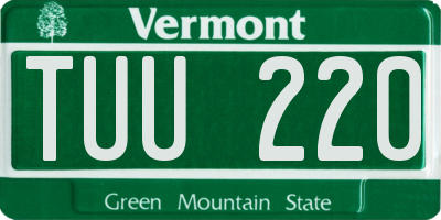 VT license plate TUU220