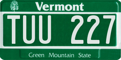 VT license plate TUU227
