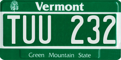 VT license plate TUU232
