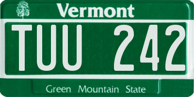 VT license plate TUU242