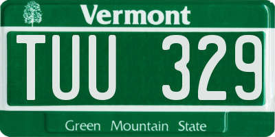 VT license plate TUU329
