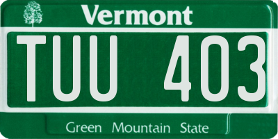 VT license plate TUU403
