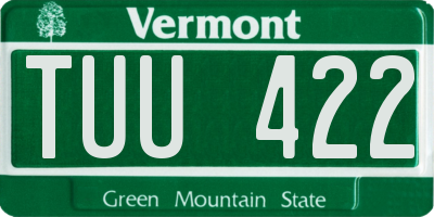 VT license plate TUU422