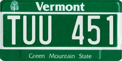 VT license plate TUU451