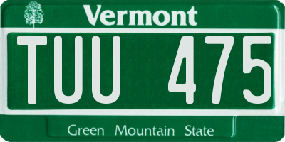 VT license plate TUU475