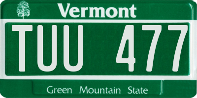 VT license plate TUU477