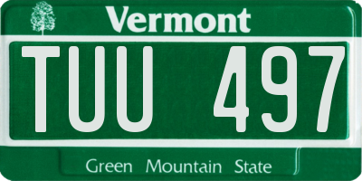 VT license plate TUU497