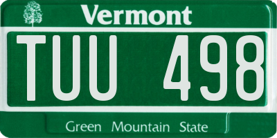 VT license plate TUU498