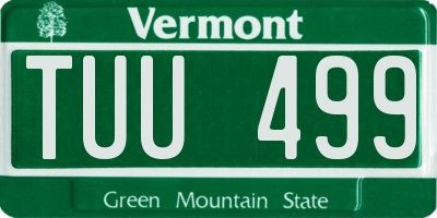 VT license plate TUU499