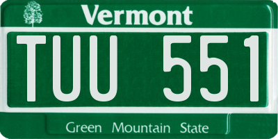 VT license plate TUU551