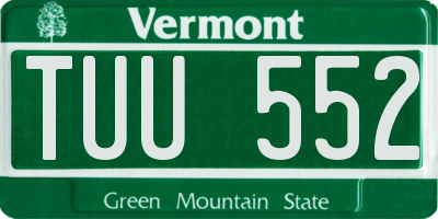 VT license plate TUU552