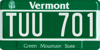 VT license plate TUU701