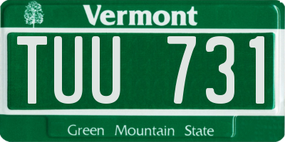 VT license plate TUU731