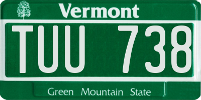 VT license plate TUU738