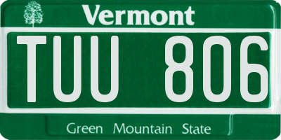VT license plate TUU806