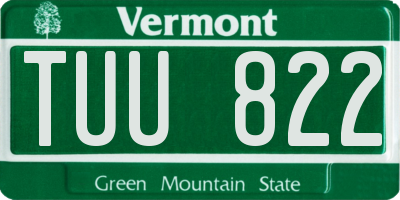 VT license plate TUU822