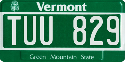VT license plate TUU829
